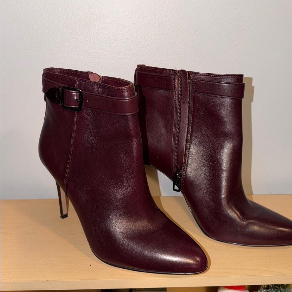 Coach Lenox Mid-calf heeled semi-matte boots in “Warm Oxblood”. Size 9.5B.